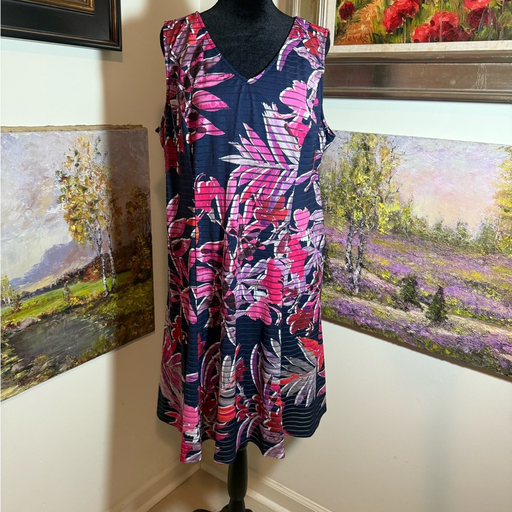 Chico's Navy and Pink Floral Dress